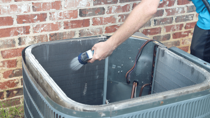 Warning: do not use a pressure washer to clean your air conditioner