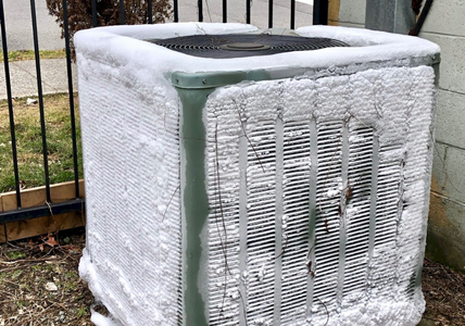 Frozen outdoor air conditioner condenser unit