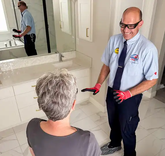 Our plumbers, electrician and HVAC technicians will help your bathroom electrical, plumbing or heating.